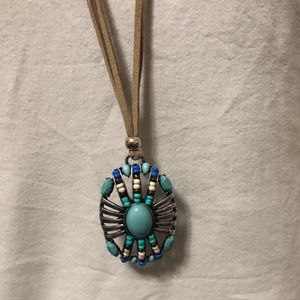 💸3 for $14. -turquoise pendant -faux suede strap